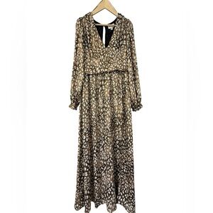 Jun & Ivy Leopard Print Metallic Maxi Dress Women’s XL